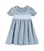 Light Blue Pinstripe Smocked Ruffle Dress