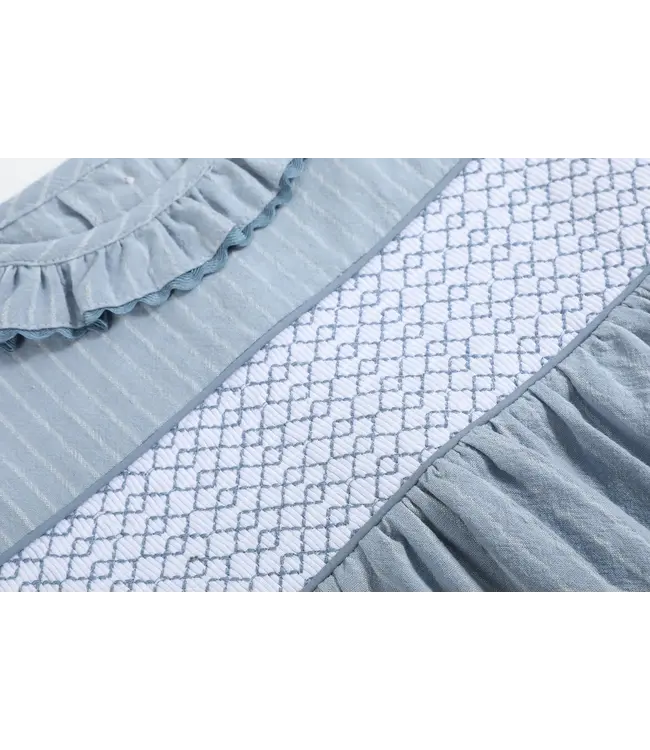 Light Blue Pinstripe Smocked Ruffle Dress