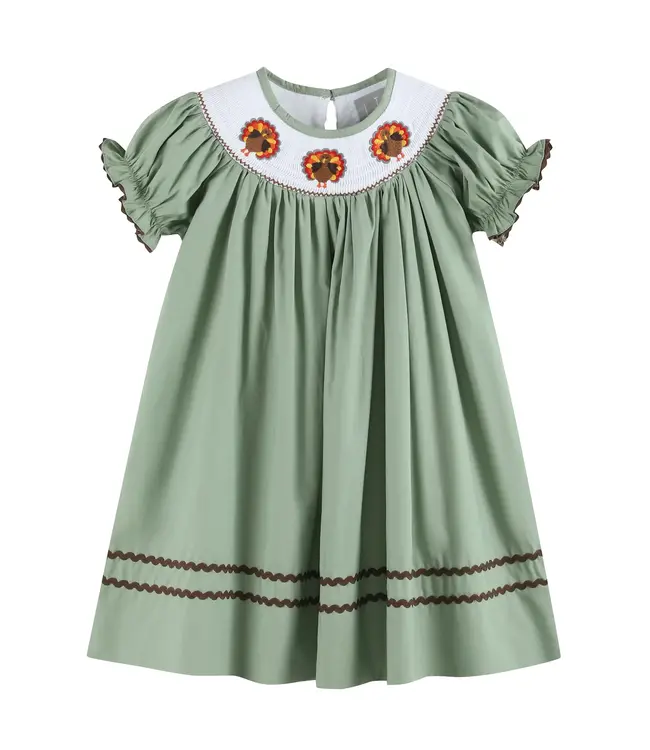 Sage Green Turkey Smocked Dress