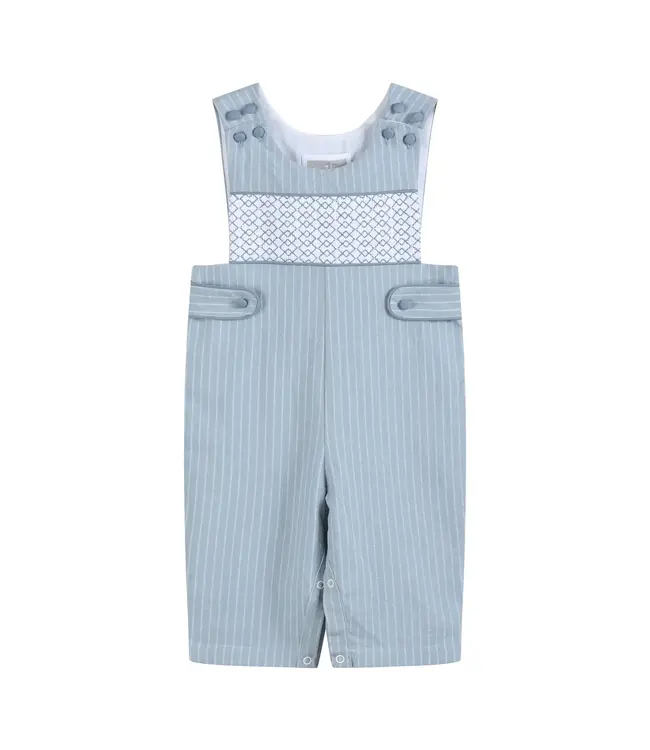 Light Blue Pinstripe Smocked Overalls