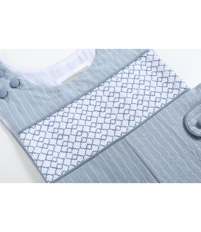 Light Blue Pinstripe Smocked Overalls