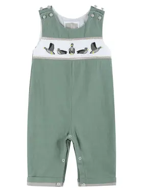 Lil Cactus Sage Green Mallard Smocked Overall