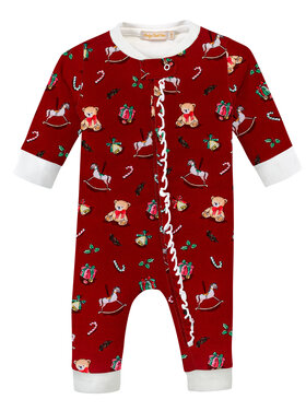 Baby Club Chic Joyful Christmas Zipper Ruffle Coverall