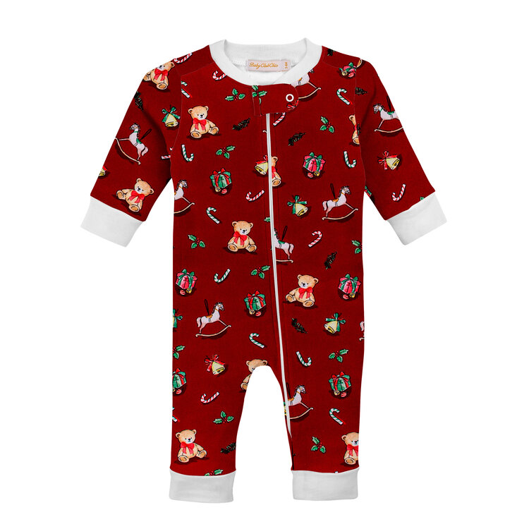 Baby Club Chic Joyful Christmas Zipper Coverall