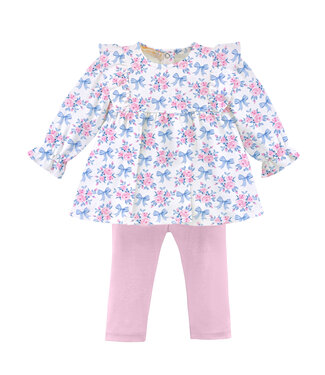 Baby Club Chic Blue Floral Bows Ruffled Leggings Set