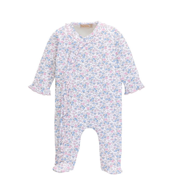 Soft Floral Printed Ruffled Footie