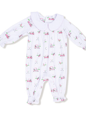 Angel Dear Baby Golf Carts Pink Smocked Romper
