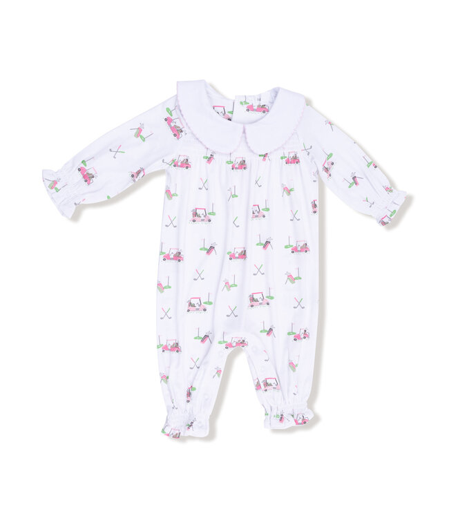 Baby Golf Carts Pink Smocked Romper