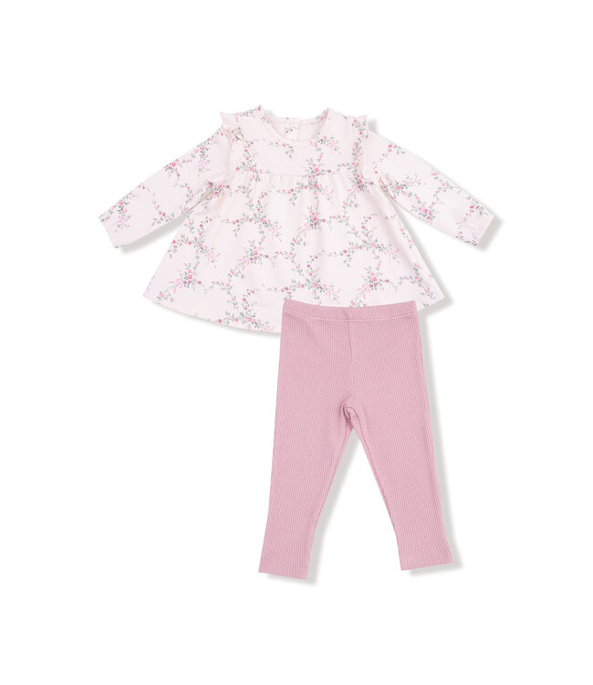 French Terry Antoinette Floral Ruffle Top w/ Leggings