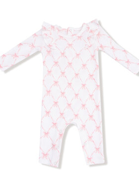 Angel Dear Ribbon Bow Trellis LS Ruffle Romper