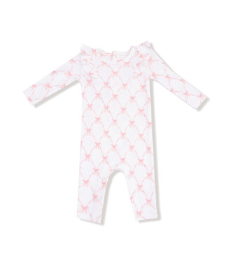 Angel Dear Ribbon Bow Trellis LS Ruffle Romper