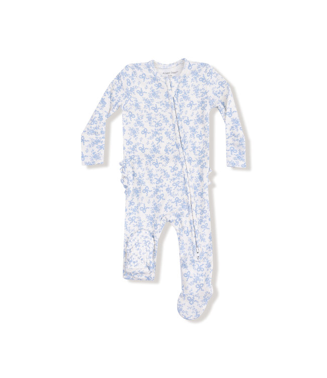 Romi Floral Zipper Ruffle Back Footie