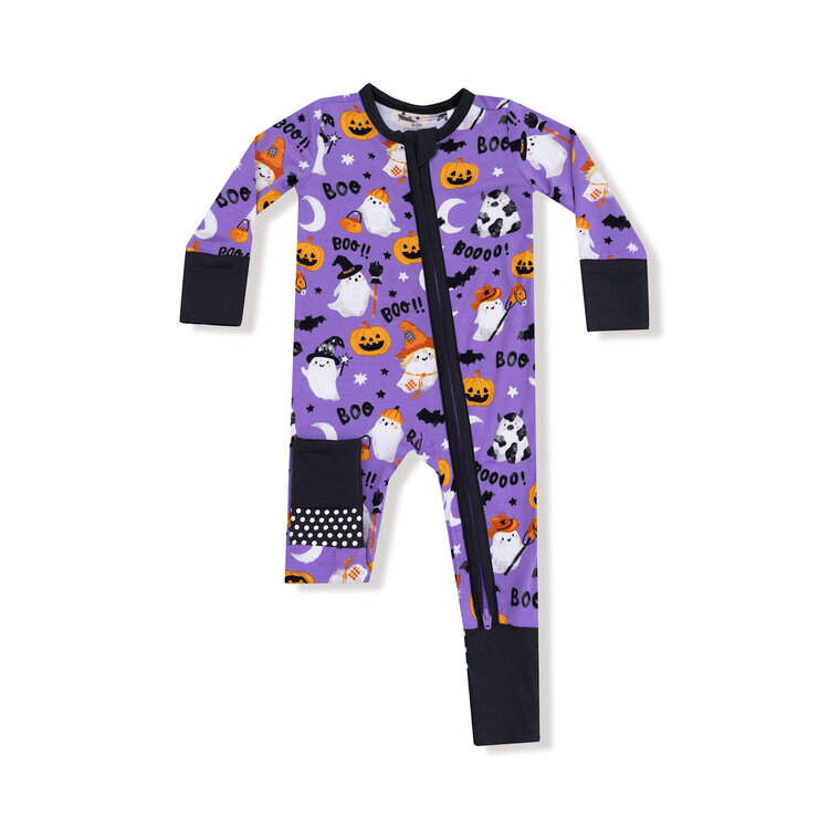 Angel Dear Costumed Ghosts - Glow in the Dark - Purple Zipper Romper