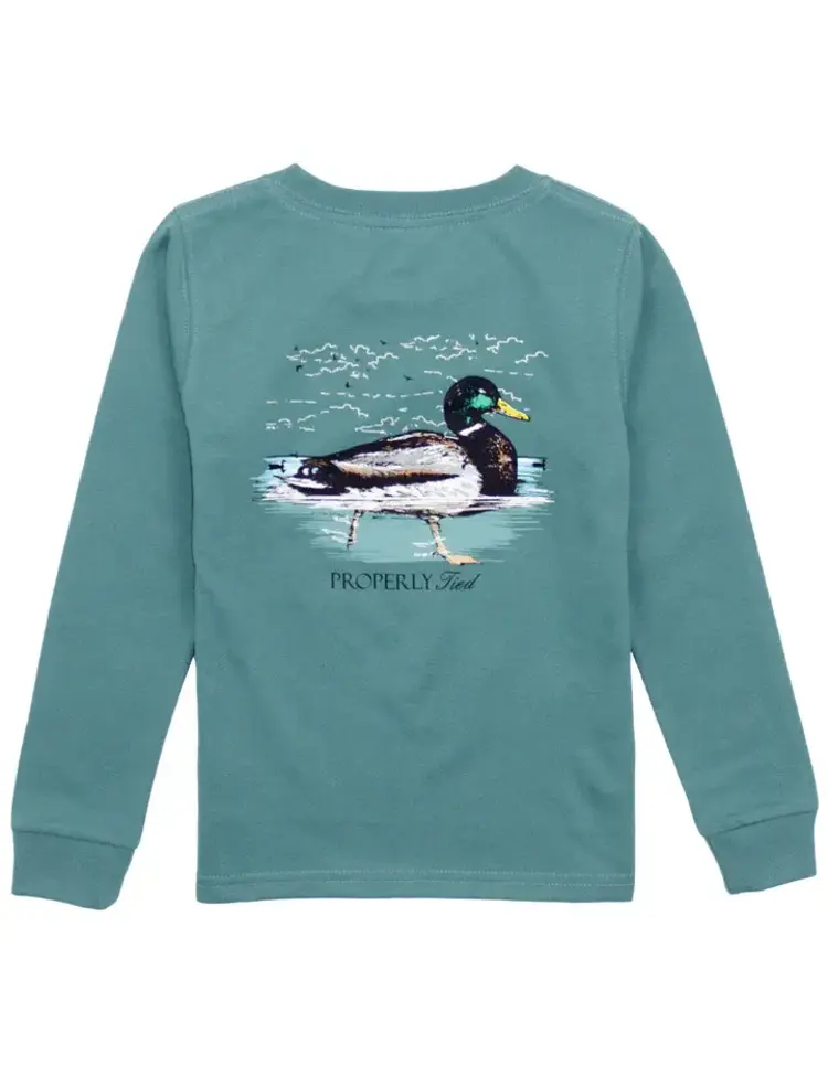 Properly Tied Swimming Mallard LS Shirt - Marine Green