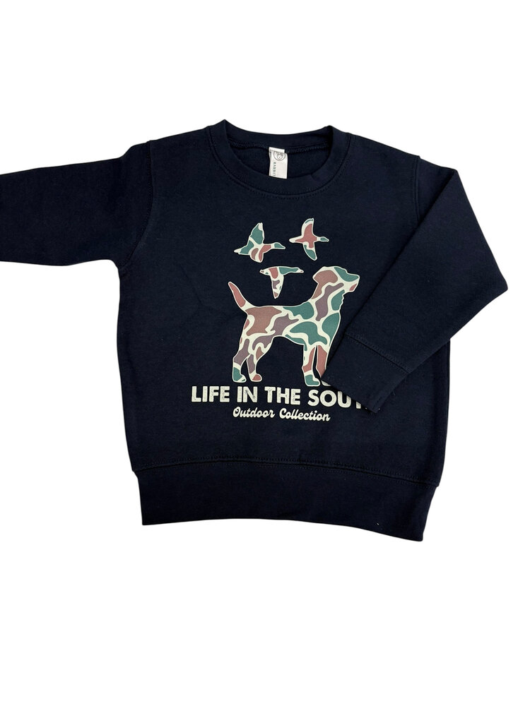 Life in the South Camo Dog Navy Sweatshirt