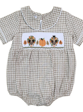 Sweet Dreams Turkey Smocked Boy Bubble
