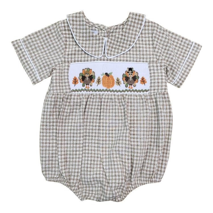 Sweet Dreams Turkey Smocked Boy Bubble