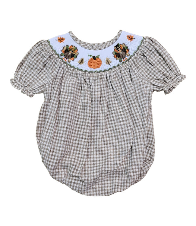 Turkey Smocked Girl Bubble