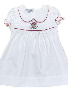 Sweet Dreams Mistletoe Embroidered White Dress