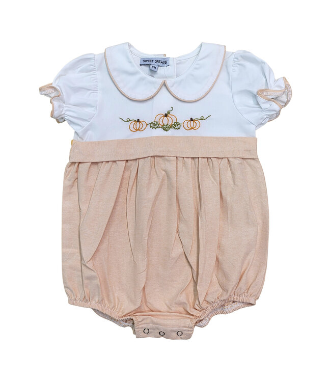 Pumpkin Embroidered Girl Bubble
