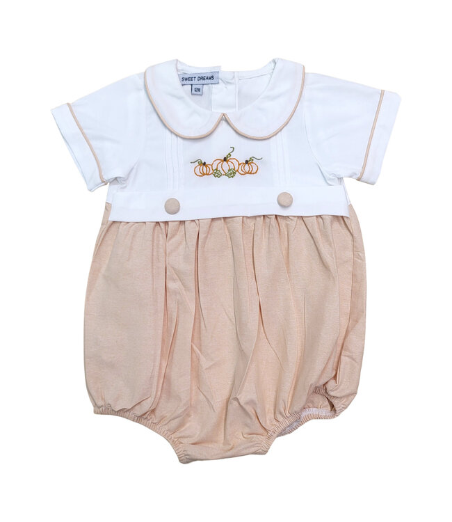 Pumpkin Embroidered Boy Bubble