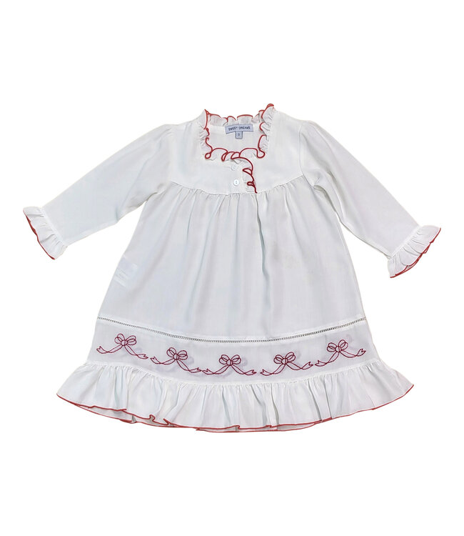 White Gown Red Trim w/ Bows