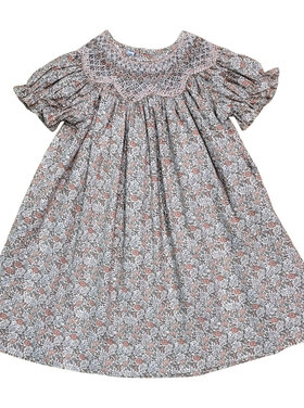 Sweet Dreams Sabrina Peachy Pink Floral Smocked Dress