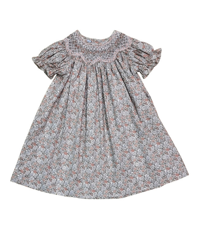 Sabrina Peachy Pink Floral Smocked Dress