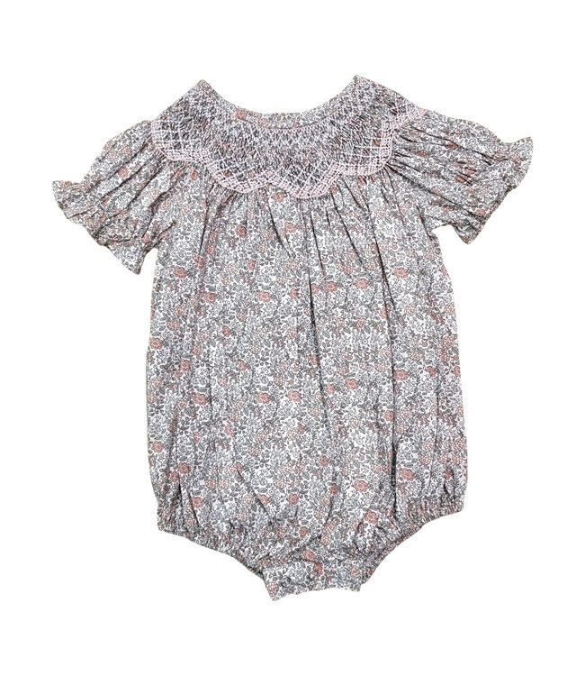 Sabrina Peachy Pink Floral Smocked Bubble