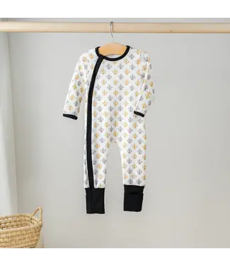 Nola Tawk Black & Gold Fleur de Lis Zip-Up Pajama