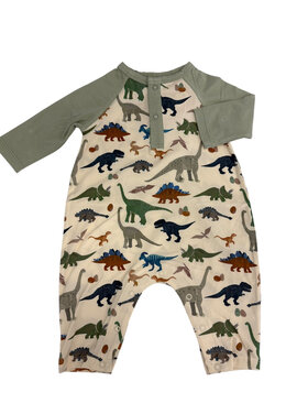 Angel Dear Washy Dinos LS Raglan Henley Romper