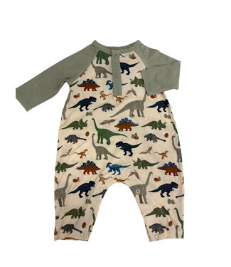 Angel Dear Washy Dinos LS Raglan Henley Romper