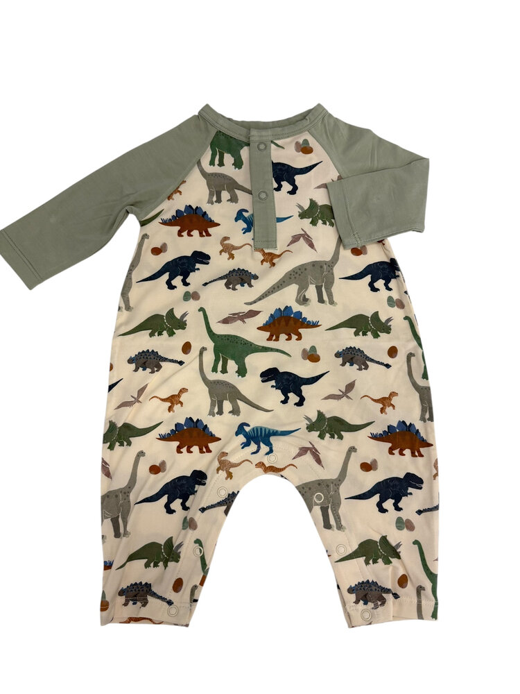 Angel Dear Washy Dinos LS Raglan Henley Romper