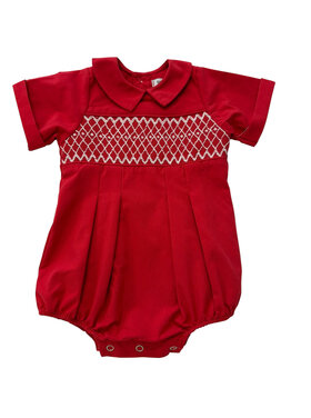 Sweet Dreams Joseph Red Smocked Boy Bubble