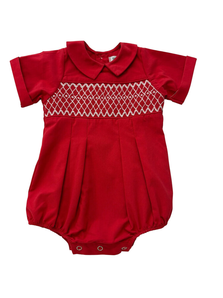 Sweet Dreams Joseph Red Smocked Boy Bubble