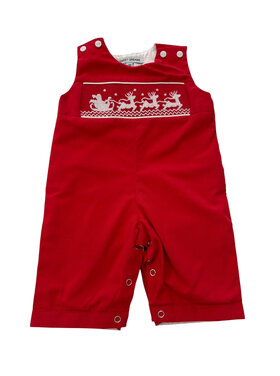 Sweet Dreams Santa Sleigh Smocked Red Longall