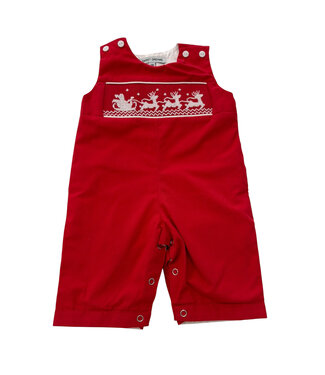 Sweet Dreams Santa Sleigh Smocked Red Longall