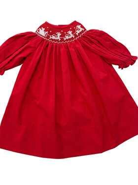 Sweet Dreams Santa Sleigh Smocked Red Dress
