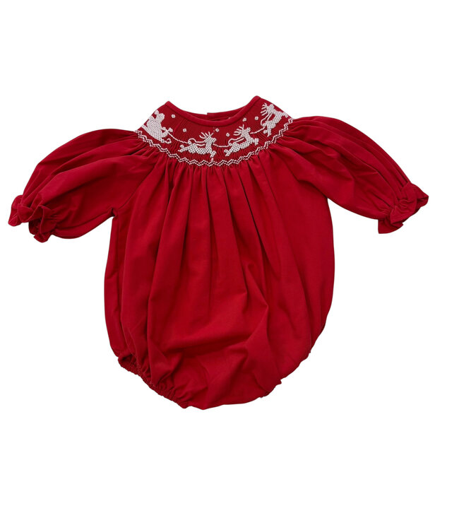 Santa Sleigh Smocked Red Bubble