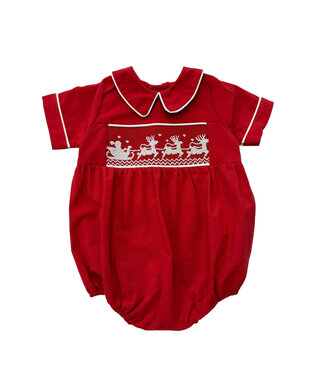 Sweet Dreams Santa Sleigh Smocked Red Boy Bubble