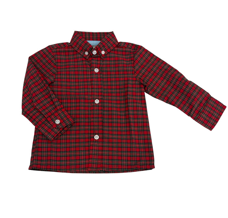 Charming Little One Christmas Tartan Leo Oxford Shirt