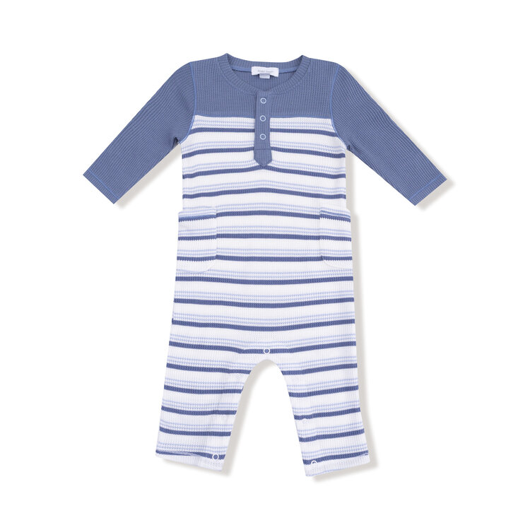 Angel Dear Vintage Stripe Blue Romper