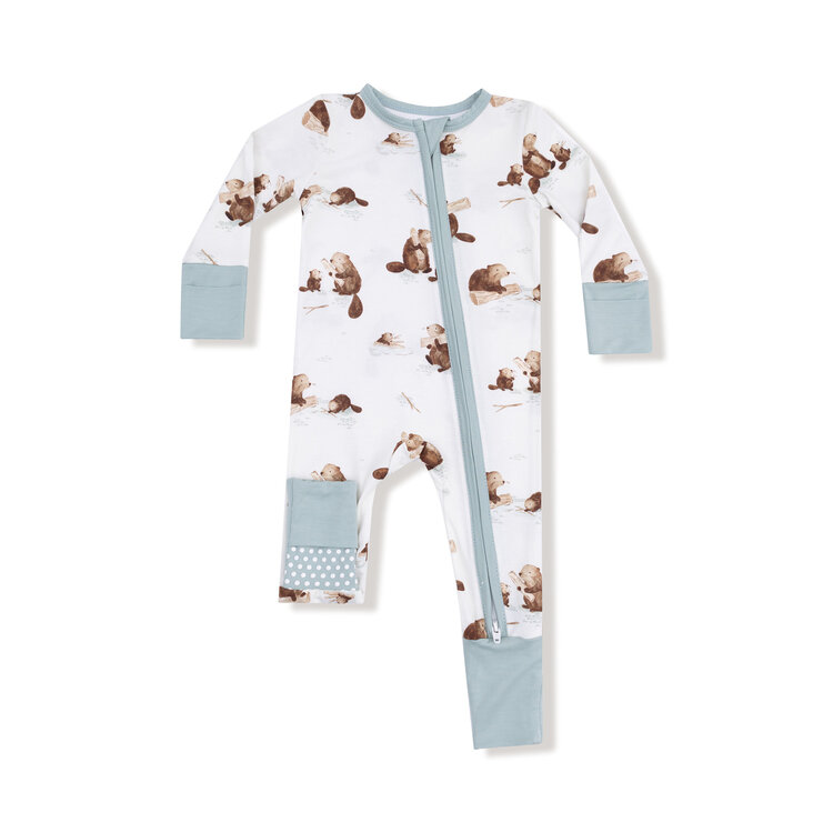 Angel Dear Baby Beavers 2 Way Zipper Romper