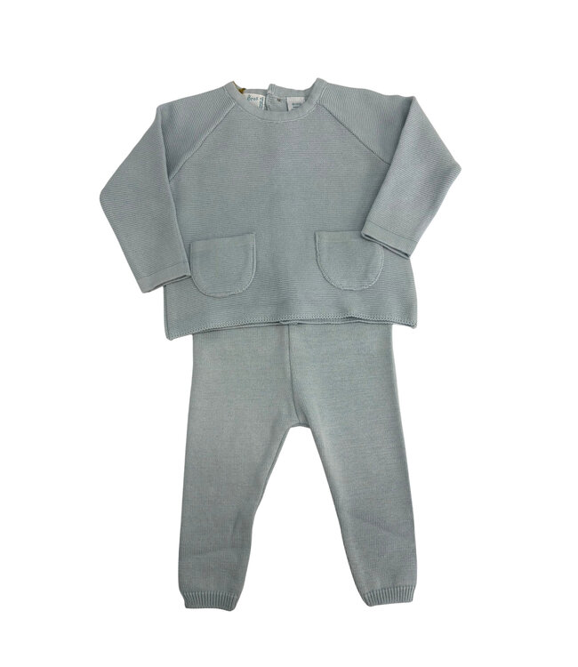 Powder Blue Pocket Knit Set