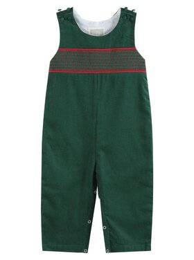 Lil Cactus Green Christmas Smocked Overalls
