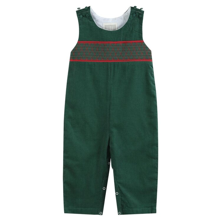 Lil Cactus Green Christmas Smocked Overalls