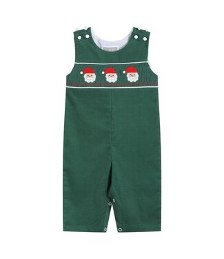 Lil Cactus Green Corduroy Santa Smocked Overalls