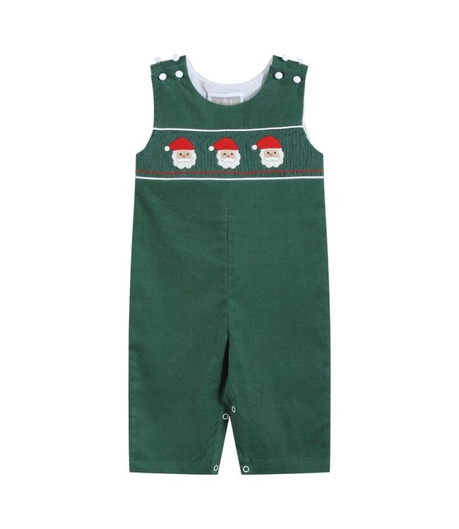 Green Corduroy Santa Smocked Overalls