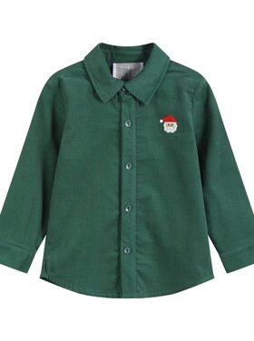 Lil Cactus Green Corduroy Santa Dress Shirt