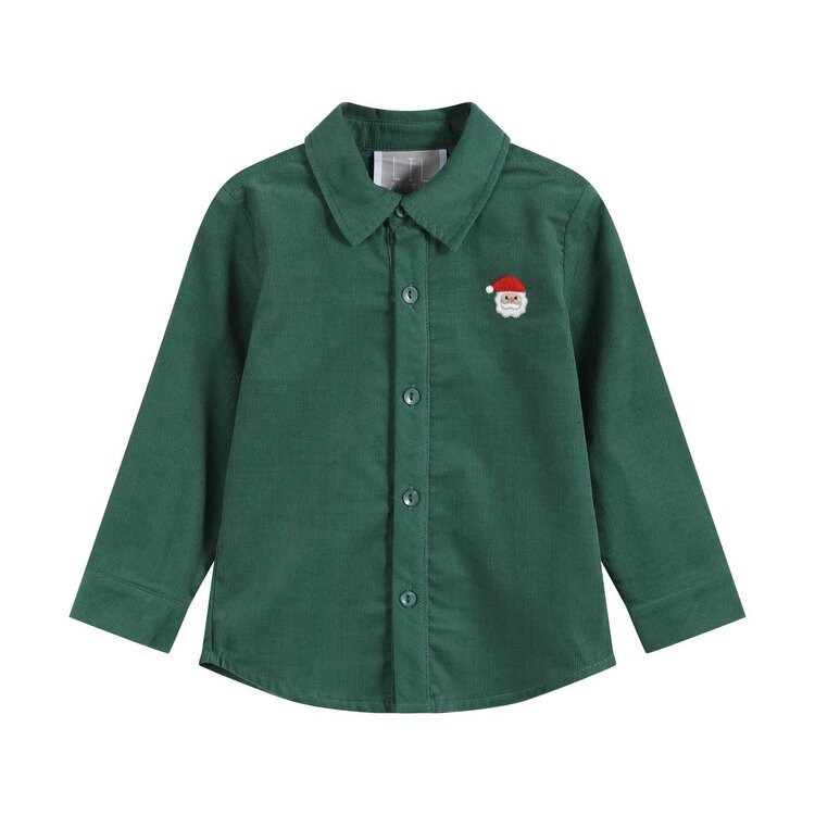 Lil Cactus Green Corduroy Santa Dress Shirt
